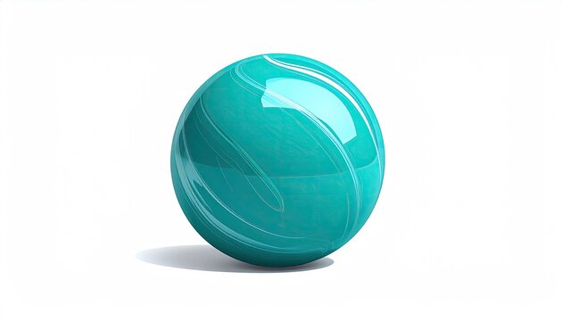 A single, smooth, teal-colored marble ball on a white background.