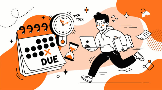 Stressed Student Rushing to Complete Homework Assignment Before the Final Deadline and Upcoming Exam Date