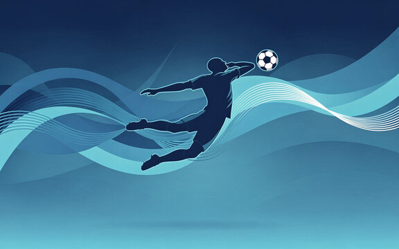 abstract soccer vector illustration with generic player silhouette jum