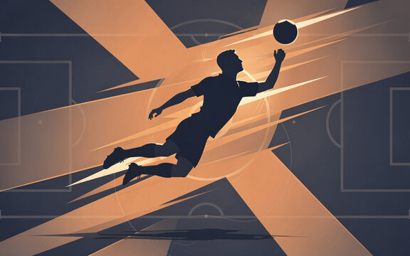 abstract soccer vector illustration with generic player silhouette jum