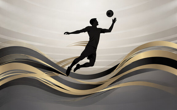 abstract soccer vector illustration with generic player silhouette jum