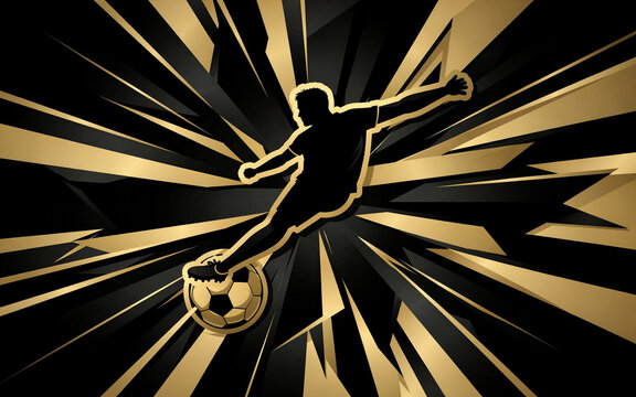 abstract soccer vector illustration with generic player silhouette kic