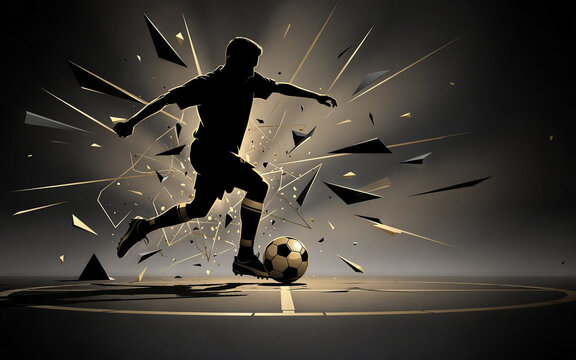 abstract soccer vector illustration with generic player silhouette dri