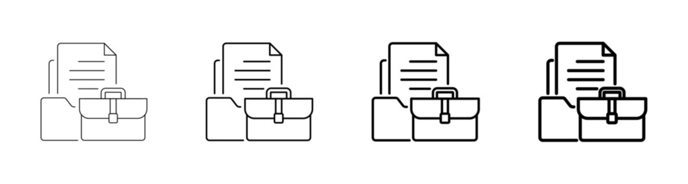 Portfolio Case Document Folders Case File Line Art Icon Vector Illustration