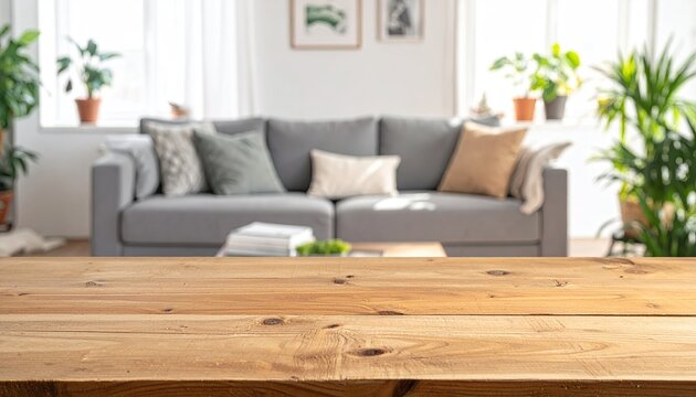 Cozy Living Room with Sofa and Plants.