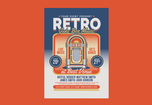Modern Retro Jukebox Music Party Flyer