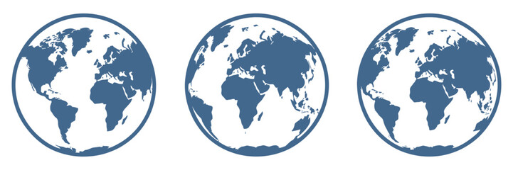 Fototapeta premium World globe icon vector, blue earth symbol set, www homepage internet icons, isolated transparent background EPS 10 design.