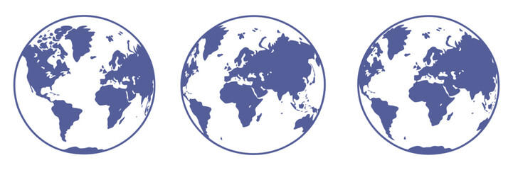 Obraz premium World globe icon vector, blue earth symbol set, www homepage internet icons, isolated transparent background EPS 10 design.