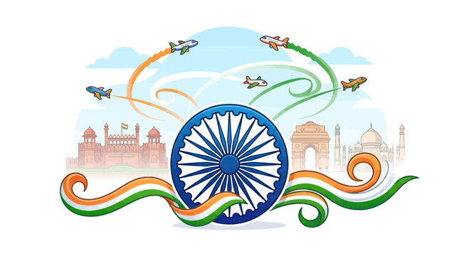 India Independence Day Celebration: Ashok Chakra, Tricolor Flag, Air Show & Iconic Landmarks