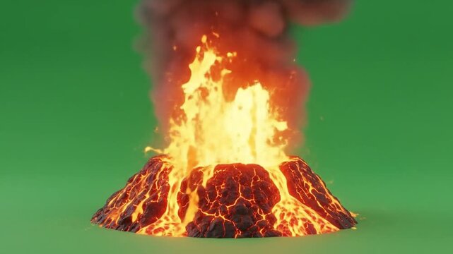 Exploding Volcano Erupting Lava and Ash