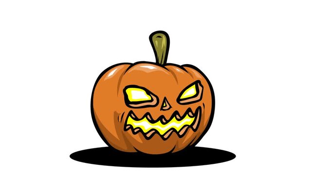 Spooky Halloween jack o lantern pumpkin animation with glowing eyes