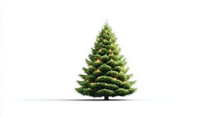 Fototapeta premium Glowing christmas tree isolated on white backdrop