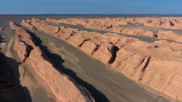 Aerial View of Dunhuang Yardang Landform, Gansu China, Unique Wind Erosion Desert Rock Formations
Majestic Yadan Devil City Desert Landscape, Natural Eroded Geological Landmarks in Northwest China