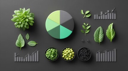 Obraz premium Growth concept with natural elements and data visualization
