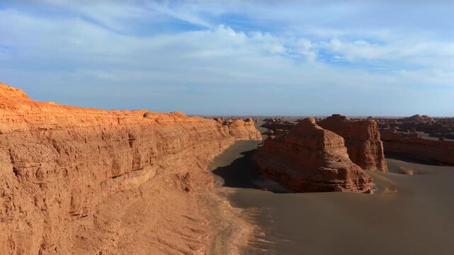 Aerial View of Dunhuang Yardang Landform, Gansu China, Unique Wind Erosion Desert Rock Formations
Majestic Yadan Devil City Desert Landscape, Natural Eroded Geological Landmarks in Northwest China