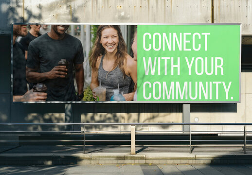 Community Connection Outdoor Advertisement Billboard Mockup PSD