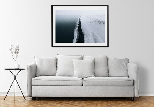 Minimalist Living Room With Artwork Mockup PSD