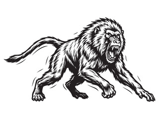 Obraz premium Funny Baboon Silhouette Line Art – Bold Outline African Primate Vector Illustration