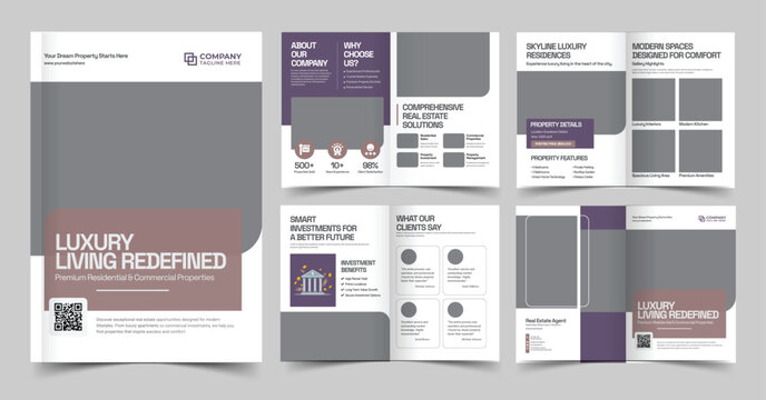 Luxury Real Estate Brochure Template,  Property Brochure Design, 