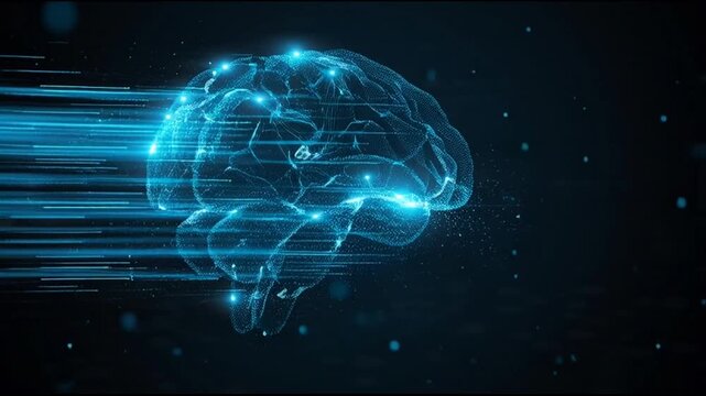 Digital brain with glowing blue connections 1.