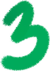 Fototapeta premium Bright green fluffy number three