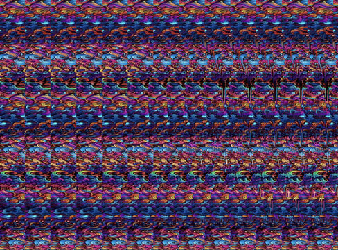 Perfect for concepts of space exploration, technology, science fiction, innovation, and visual brain training.Hidden 3D rocket stereogram