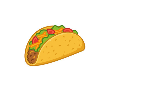 Cartoon Style Taco Illustration on White Background