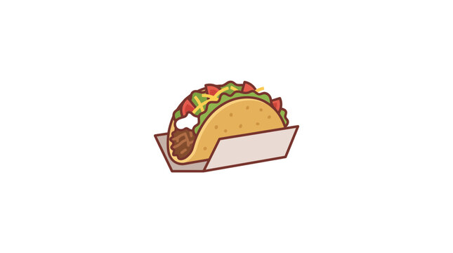 Cartoon Taco in a Food Tray Illustration