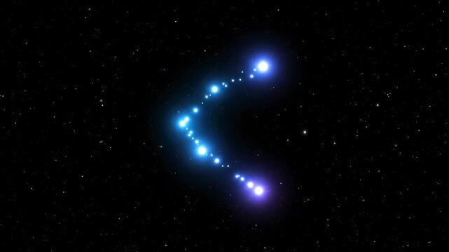 Glowing points in deep space form a celestial constellation