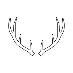 Fototapeta premium Elegant deer antlers line art minimalist black and white illustration design
