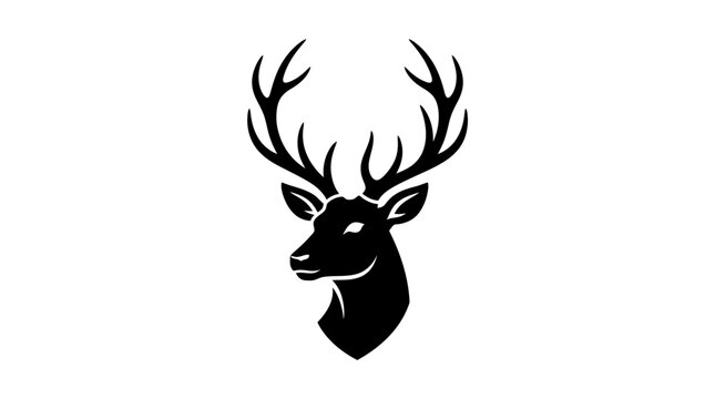 Deer Head with Large Antlers Profile.