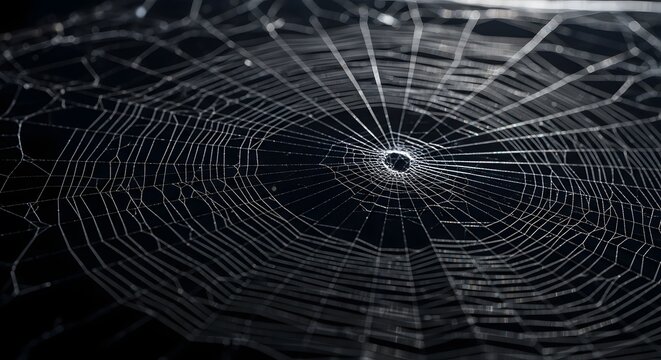 Closeup of a perfectly woven orb spider web