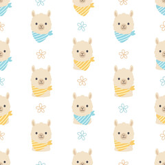 Cute llama faces in sweaters. © black