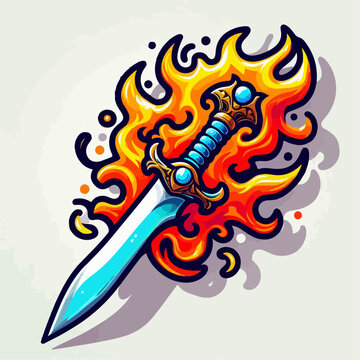 Cartoon vector illustration of a keris