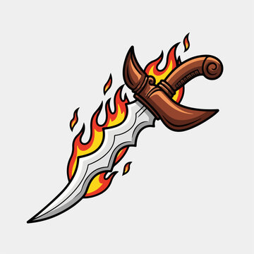 Cartoon vector illustration of a keris