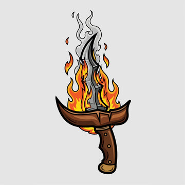 Cartoon vector illustration of a keris