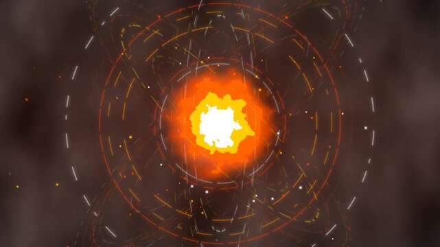 Abstract sci-fi quantum energy core glowing orange plasma