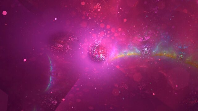 Illustration created as a 3D render without generative AI, abstract quantum energy portal and cosmic light field background