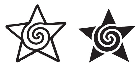 Y2K retro starburst and star cluster vector elements pack, hand drawn black ink sparkle constellation isolated on white background. © Elementa Design