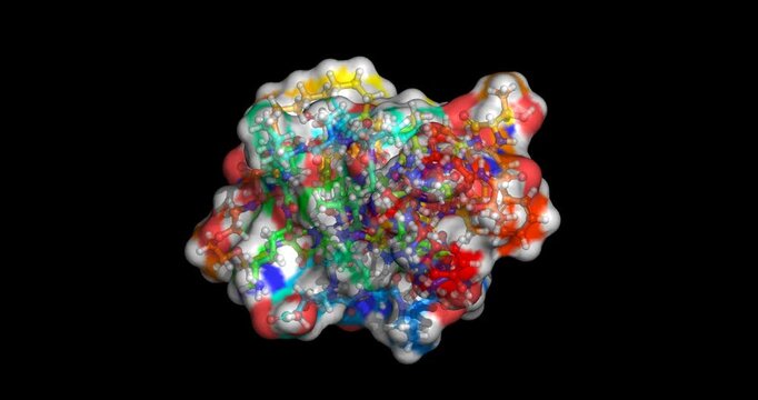 Retatrutide, drug for obesity and type 2 diabetes management, 3D molecule spinning 4K