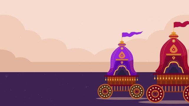 Jagannath Ratha Yatra Festival Chariots Motion Background 