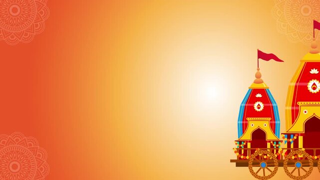 Jagannath Rath Yatra Chariots with Golden Sun Rays Motion Background