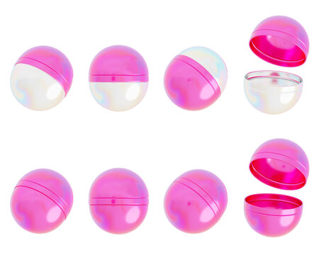 HotPink Holographic Y2K Gacha Capsules 3D Illustration Set for Trendy Game Reward