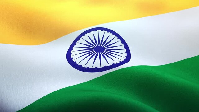 インド、風にはためく国旗、シームレスなループ素材　