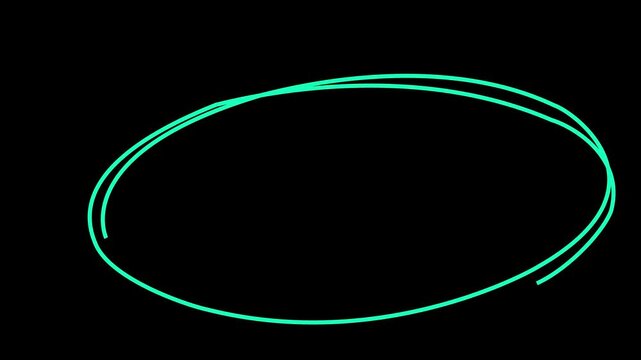 hand drawing circles animation on black background, white circle drawing. For marking text, numbers, marker pen, pencil, hand-drawn doodle grunge circle