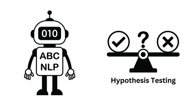 Robot Analyzing Data for Statistical Hypothesis Testing Concepts.