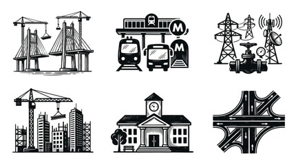 Obraz premium Collection of Industrial and Infrastructure Icons.