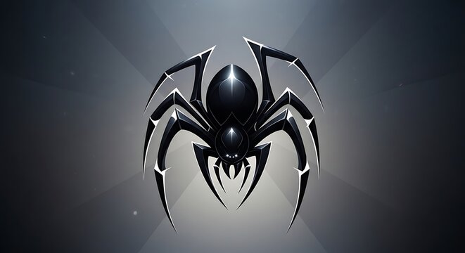 Dark Spider Illustration with Menacing Look and Sharp Features.
