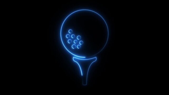 Glowing neon Golf ball icon isolated on black background. Golf equipment or accessory. 4K Video