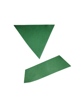 A single green triangle shape and a green rectangle shape isolated for modern graphic design projects isolated on transparent background